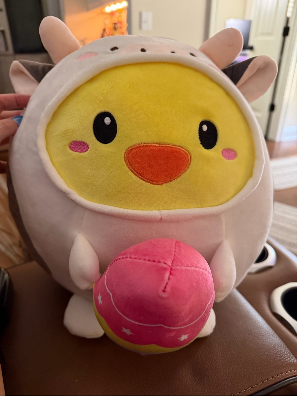 Squishmallows Chick in Cow hoodie w/easter egg Plush Animal, 12 in 406544